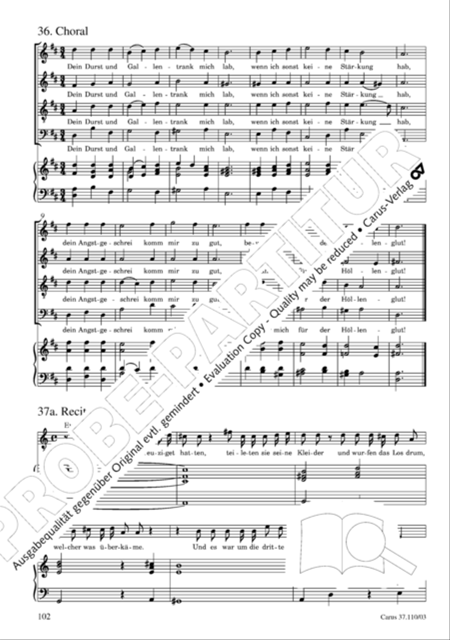 Markuspassion. Werkausgabe Reihe 1, Bd. 7 (Homilius) 4-Part scores gallery preview page 109