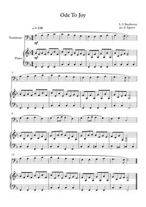 Ode To Joy, Ludwig Van Beethoven, For Trombone & Piano