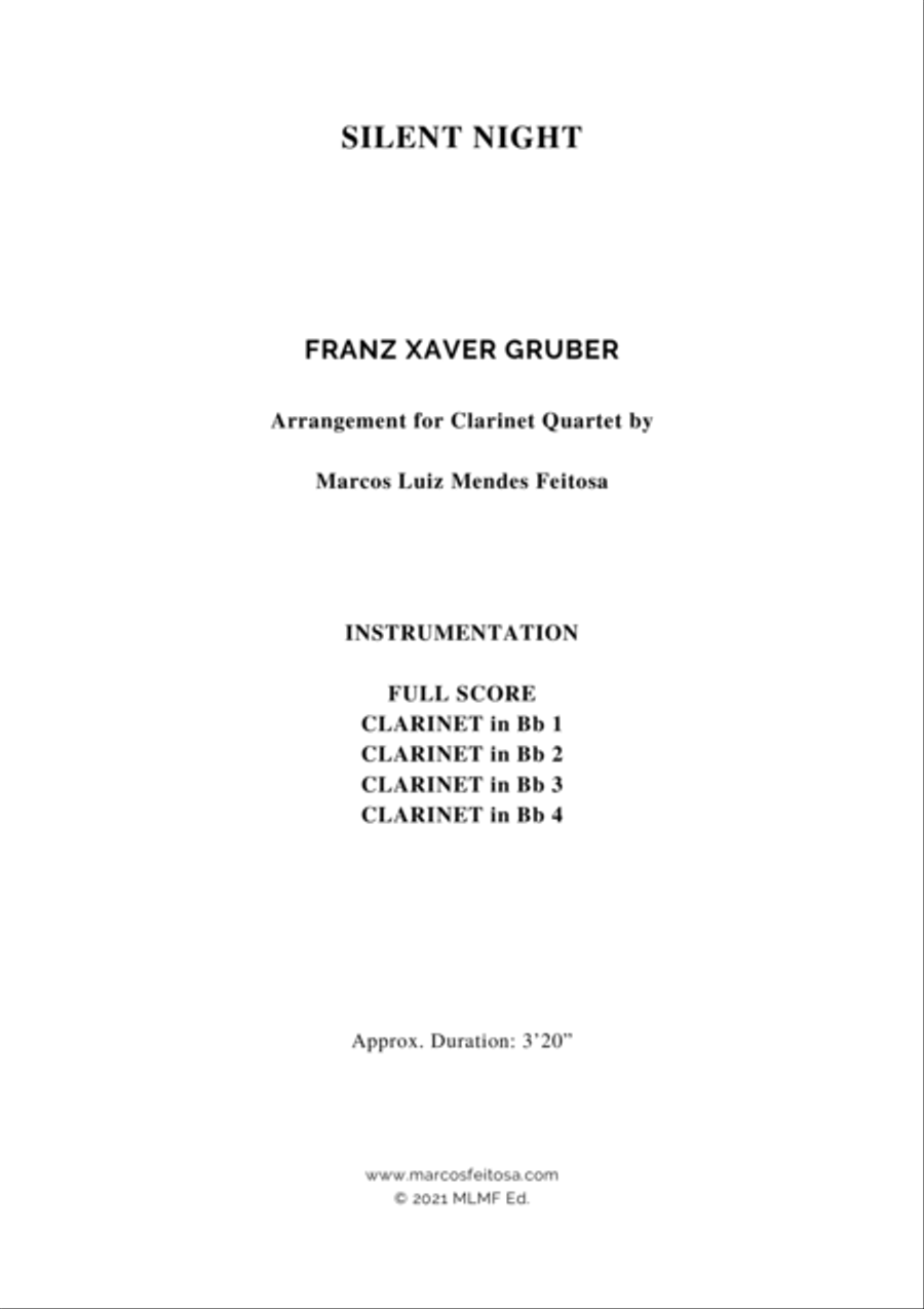 Silent Night - Clarinet Quartet Clarinet Quartet scores gallery preview page 2