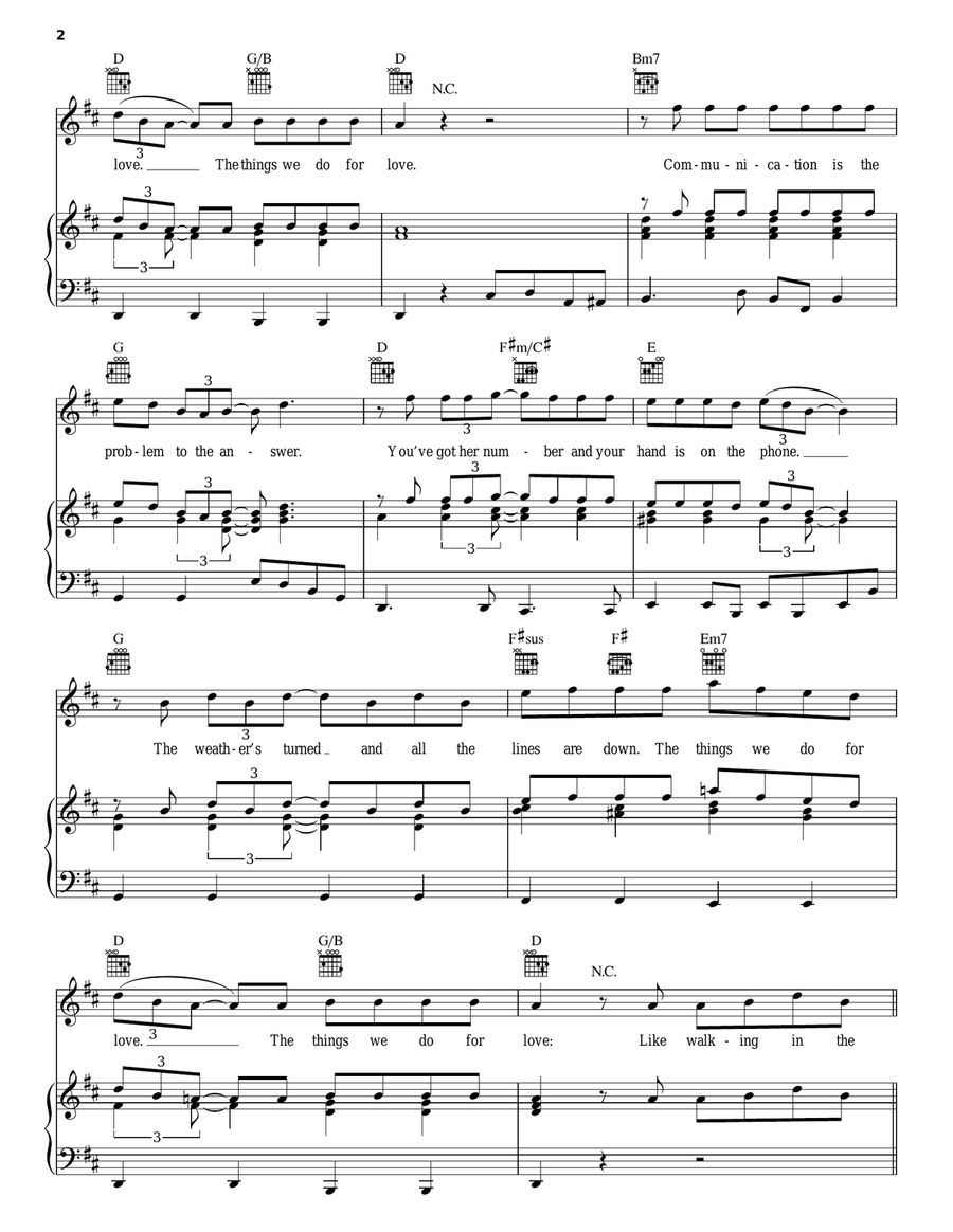 Things We Do For Love Things We Do For Love Piano, Vocal, Guitar scores gallery preview page 2