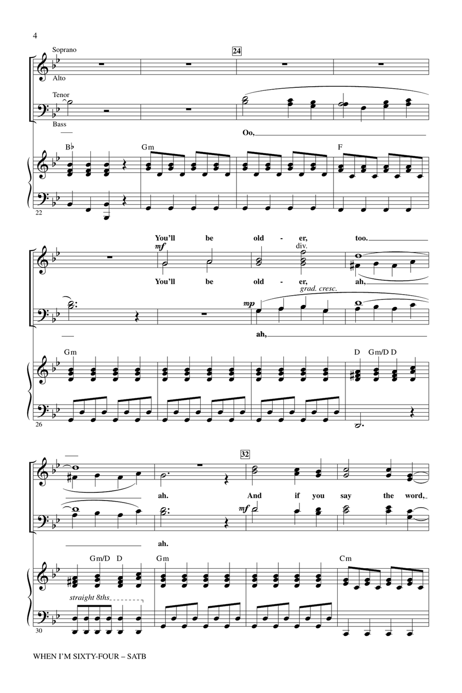 When I'm Sixty-Four (arr. Alan Billingsley) 4-Part scores gallery preview page 3