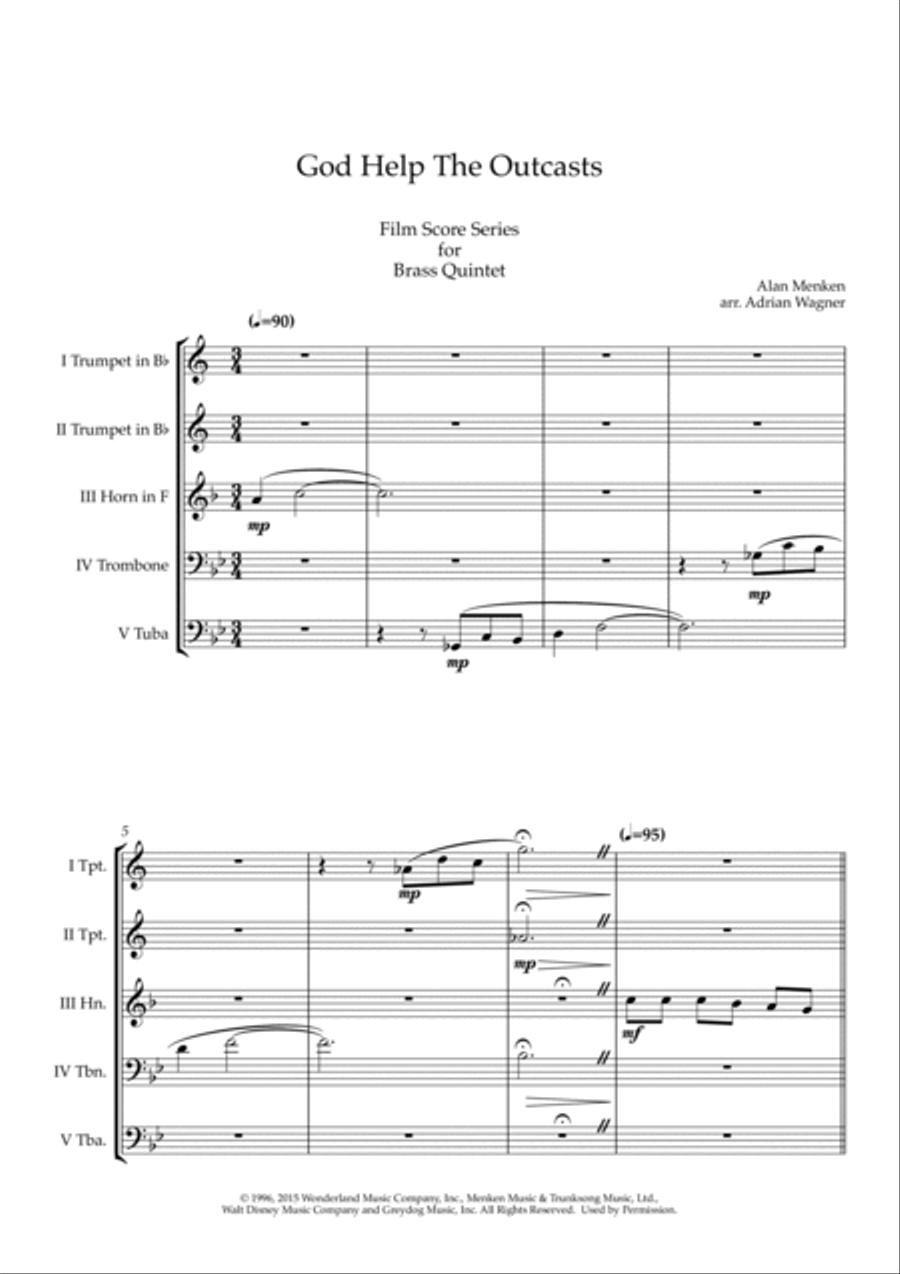God Help The Outcasts Brass Quintet scores gallery preview page 3