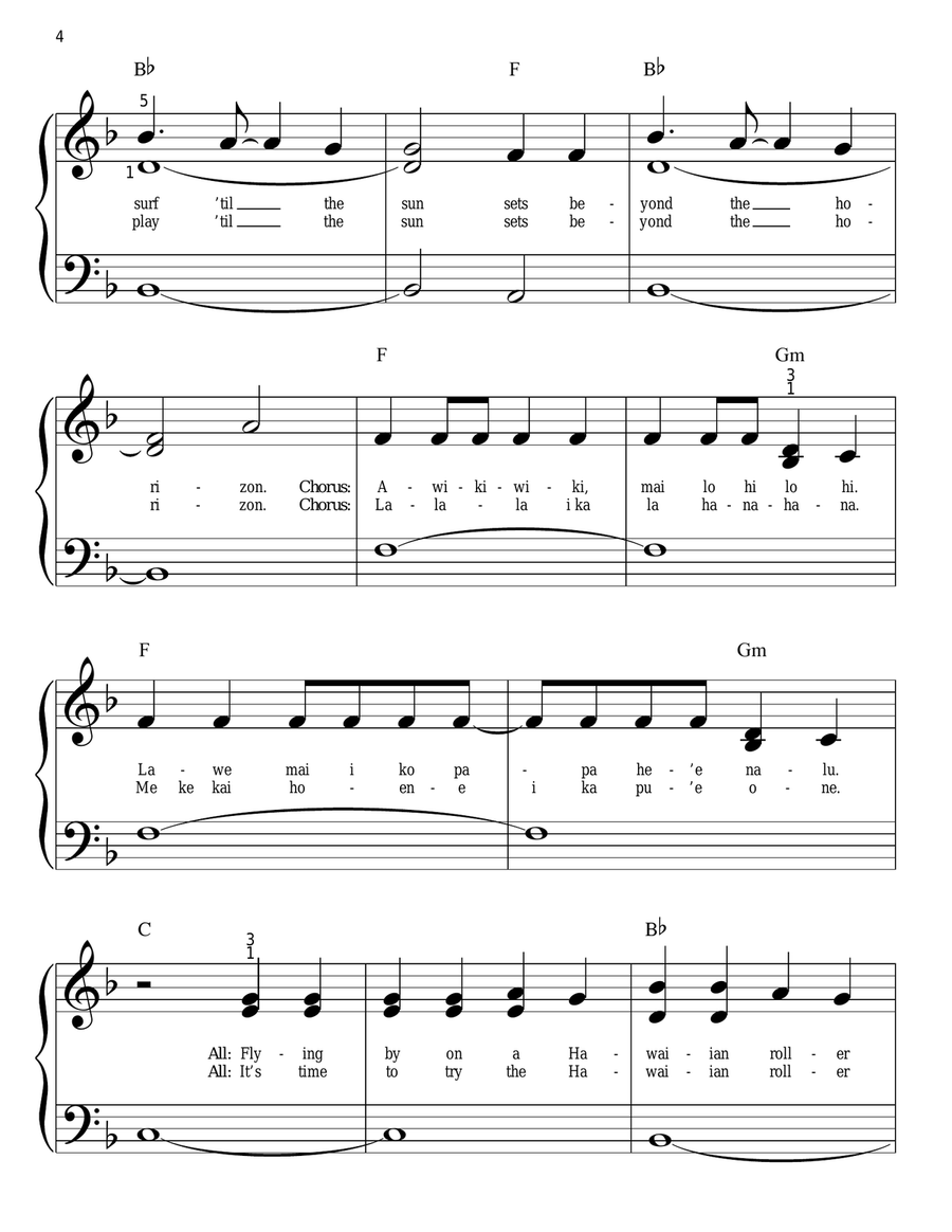 Hawaiian Roller Coaster Ride (from Lilo & Stitch) Easy Piano scores gallery preview page 4