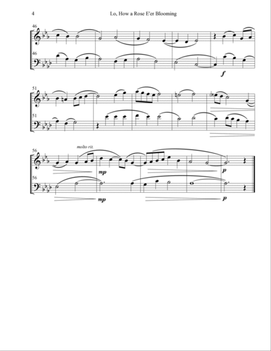 Lo, How a Rose E'er Blooming - Brass Duo Brass Duet scores gallery preview page 4