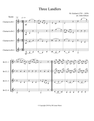 Three Landlers (Waltzes) for Clarinet Quartet