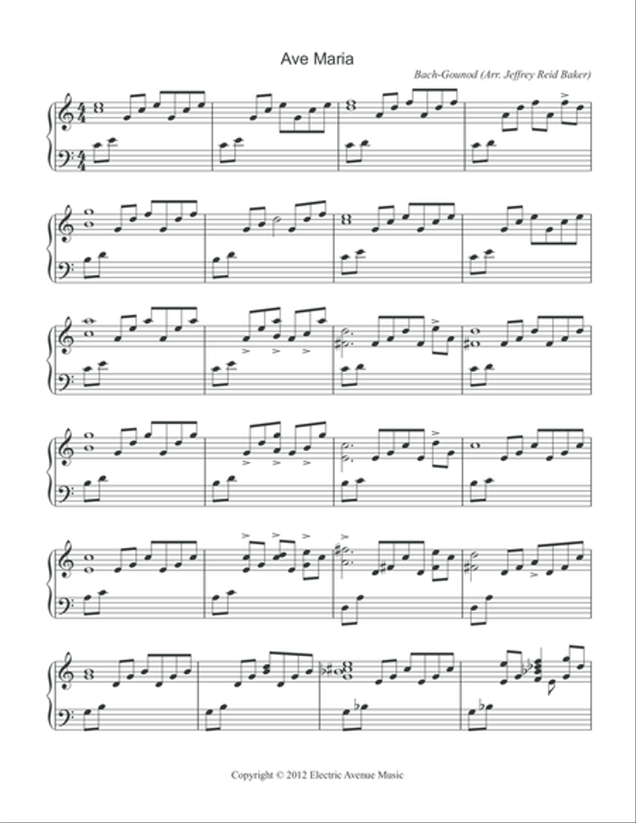 Ave Maria (Prelude in C Major) Piano Solo scores gallery preview page 3