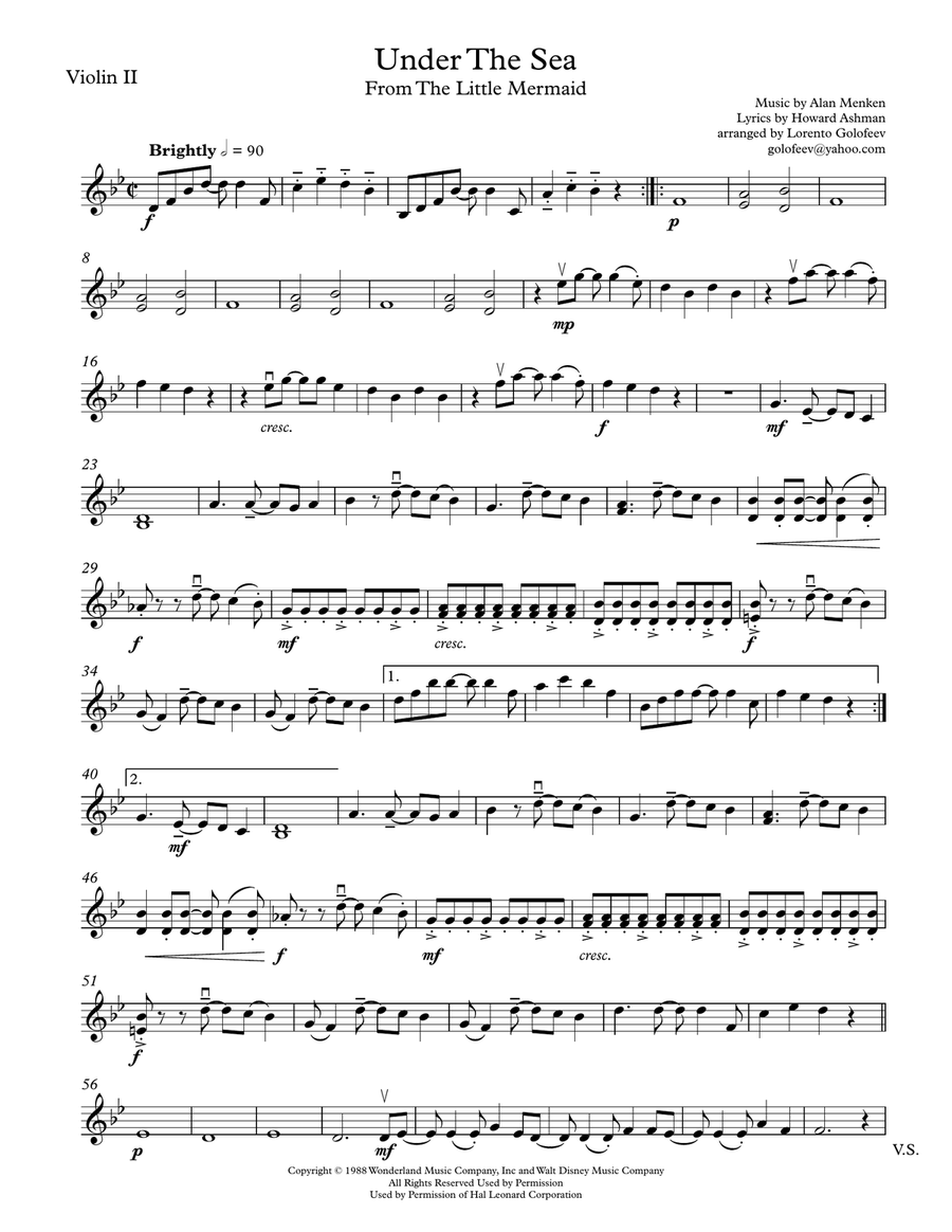 Under The Sea String Quartet scores gallery preview page 3