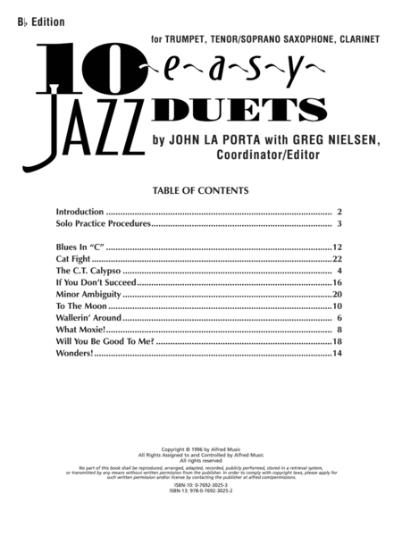 10 Easy Jazz Duets - Bb Edition