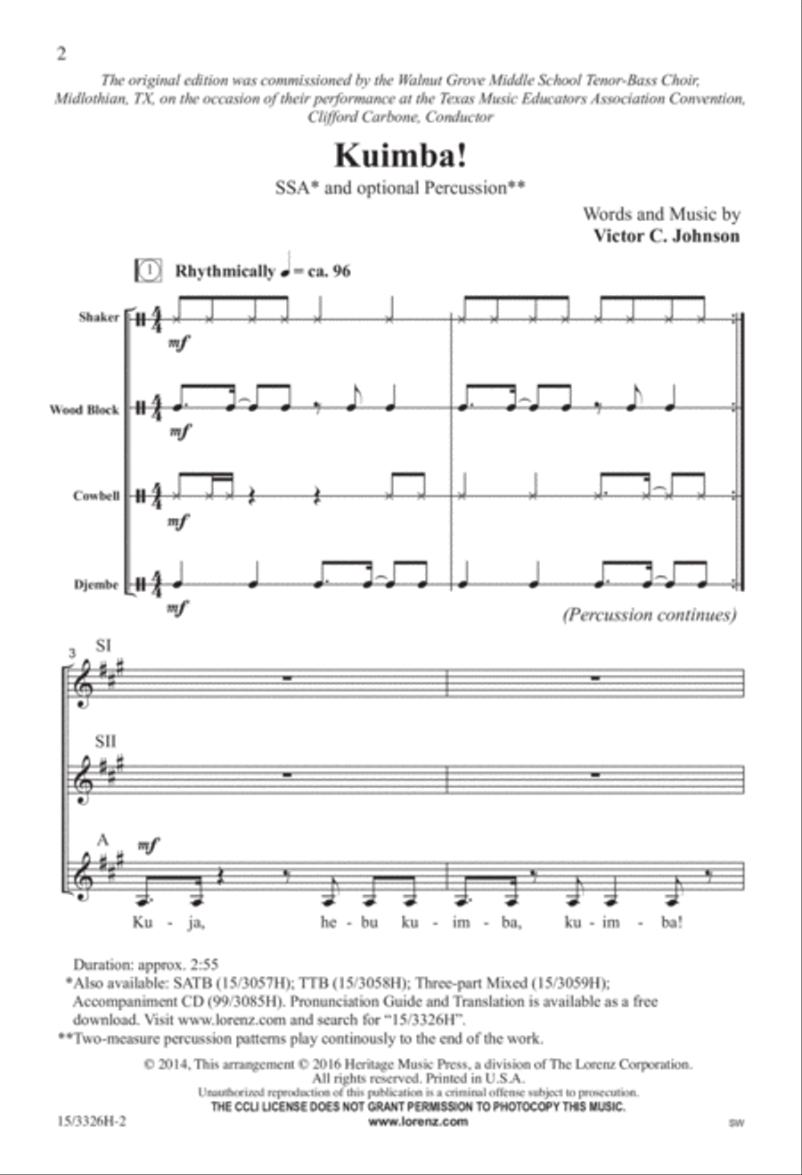 Kuimba! SSA scores gallery preview page 2