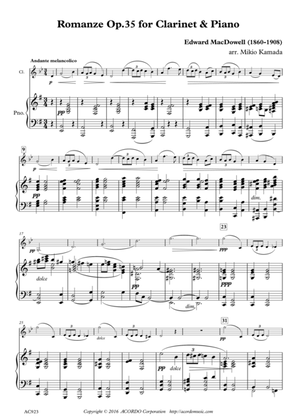 Romanze Op.35 for Clarinet & Piano