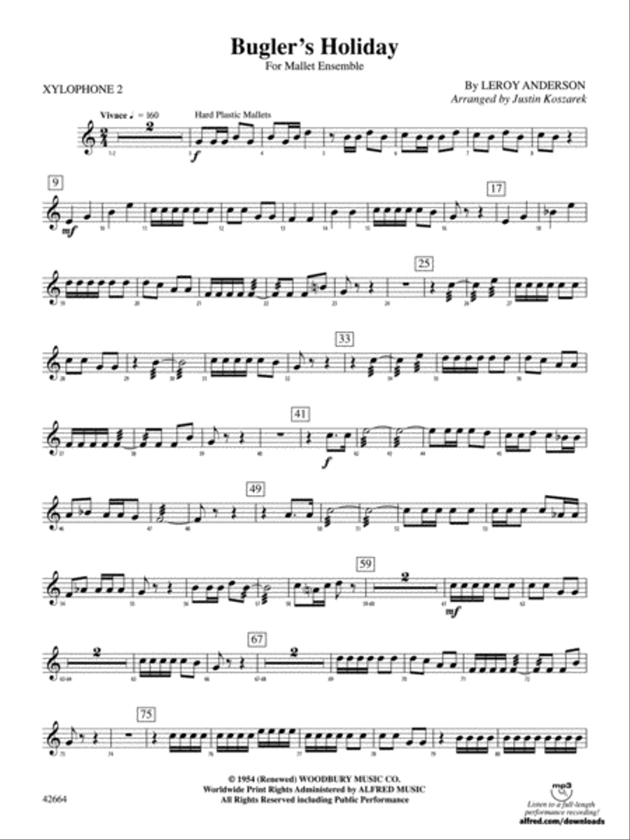 Bugler's Holiday: 2nd Xylopohone Percussion Ensemble scores gallery preview page 1