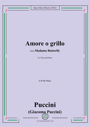 Book cover for Puccini-Amore o grillo,in B flat Major,from 'Madama Butterfly,SC 74',for Voice and Piano