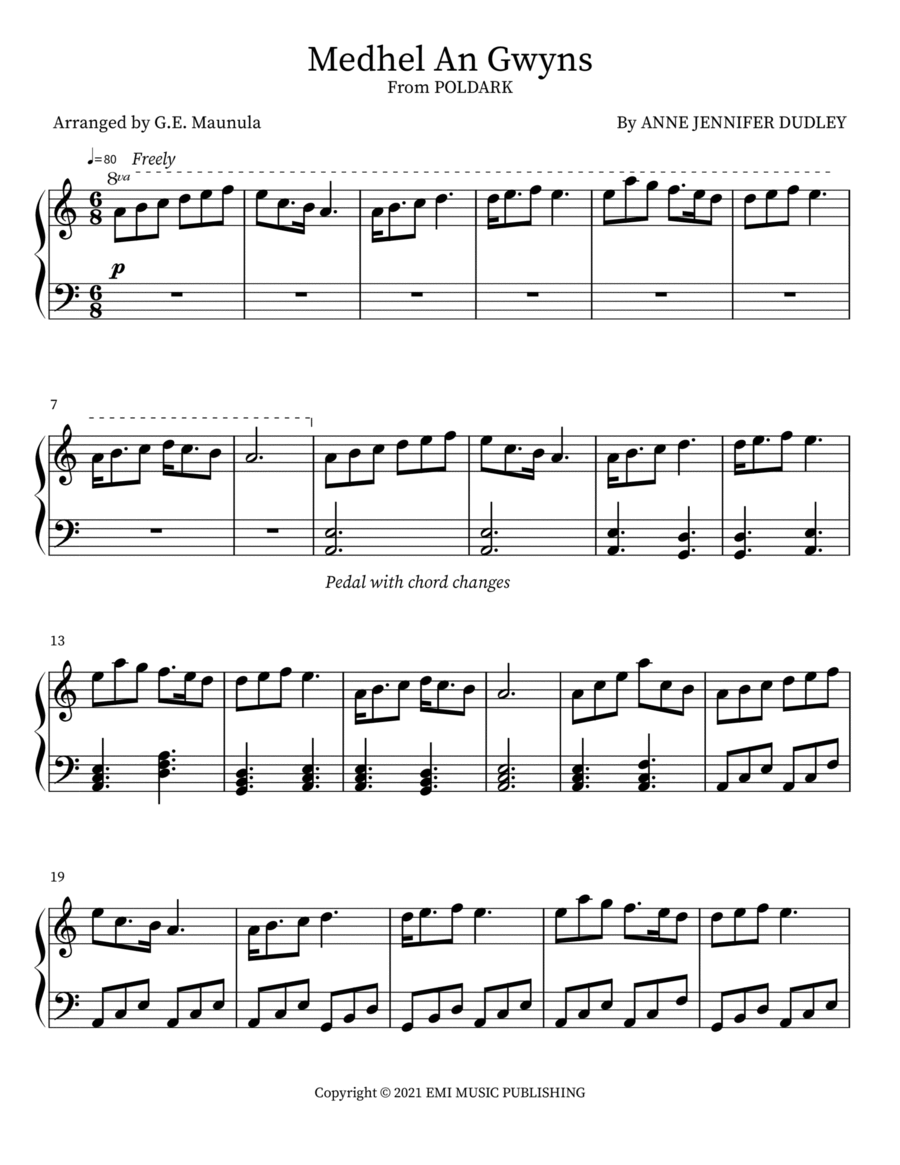 Medhel An Gwyns Piano Solo scores gallery preview page 1