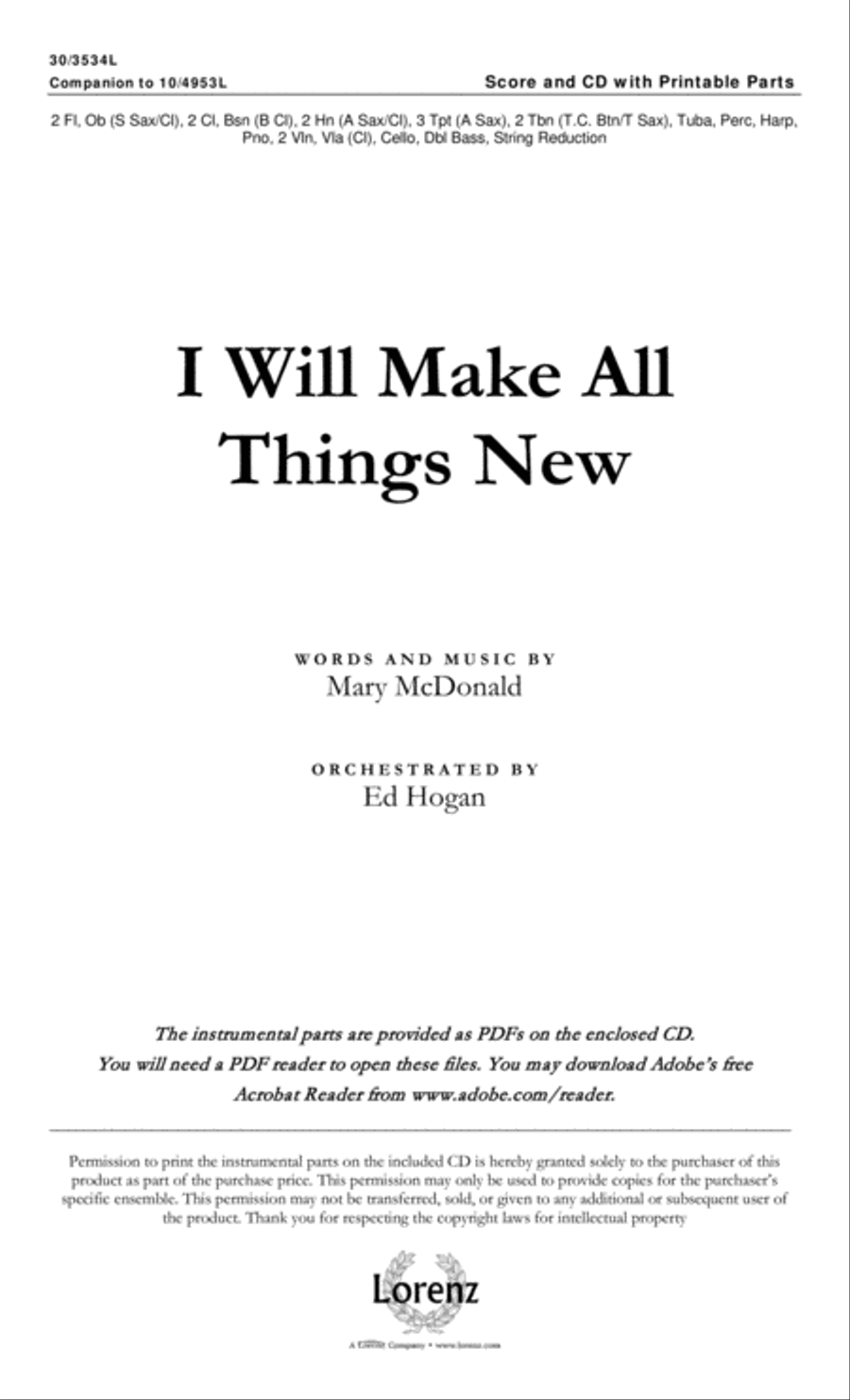 I Will Make All Things New - Orchestral Score and CD with Printable Parts Choir scores gallery preview page 2
