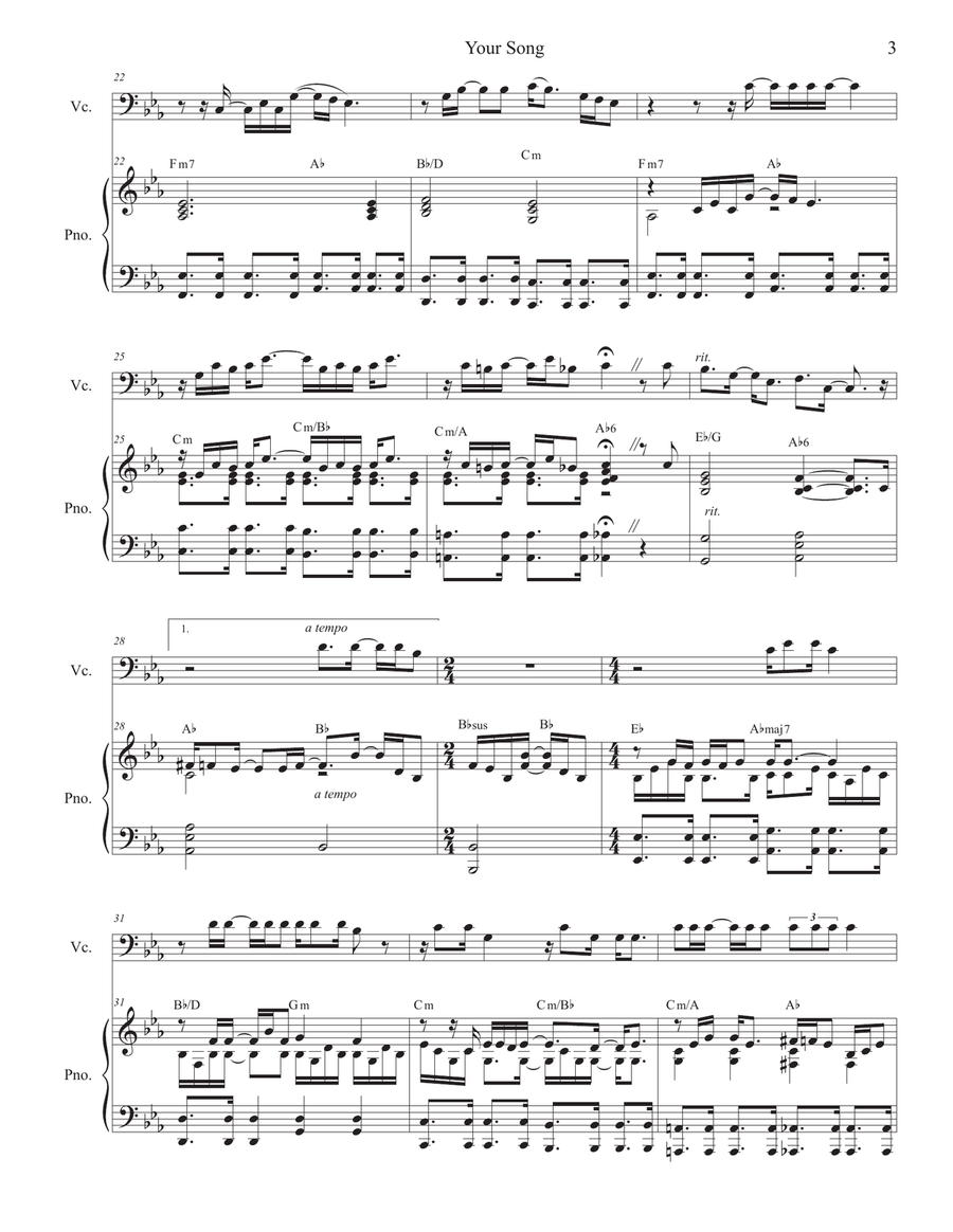 Your Song Piano scores gallery preview page 3