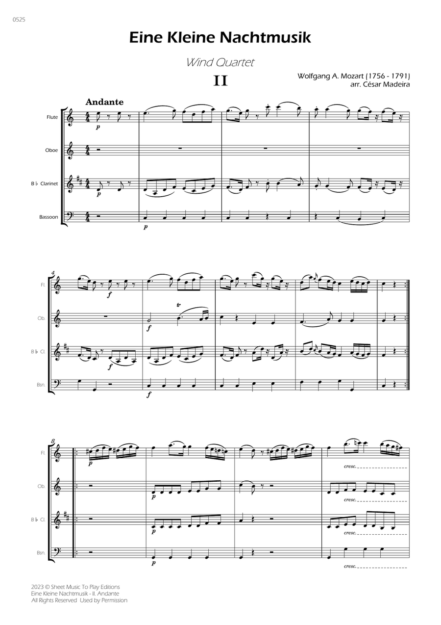 Eine Kleine Nachtmusik (2 mov.) - Woodwind Quartet (Full Score) - Score Only Woodwind Quartet scores gallery preview page 3