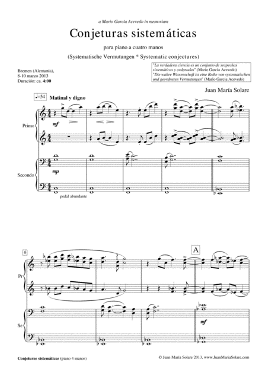 Conjeturas sistemáticas [piano 4 hands] Piano Duet scores gallery preview page 2