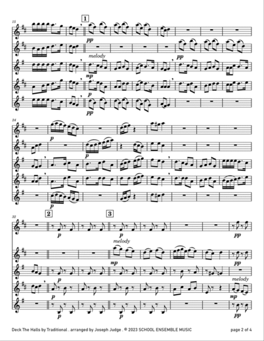 Deck The Halls for Saxophone Quartet in Schools Saxophone Quartet scores gallery preview page 2