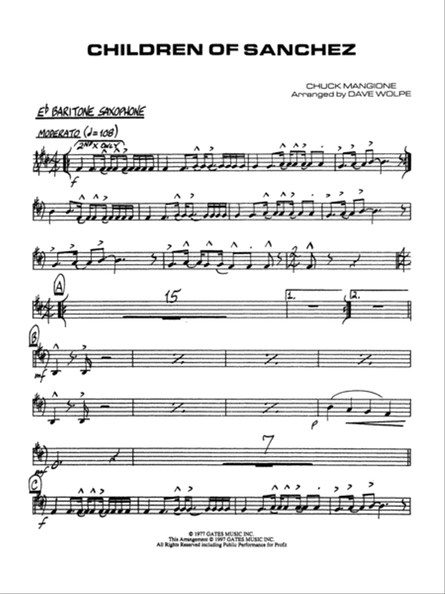 Children of Sanchez: E-flat Baritone Saxophone Jazz Ensemble scores gallery preview page 1