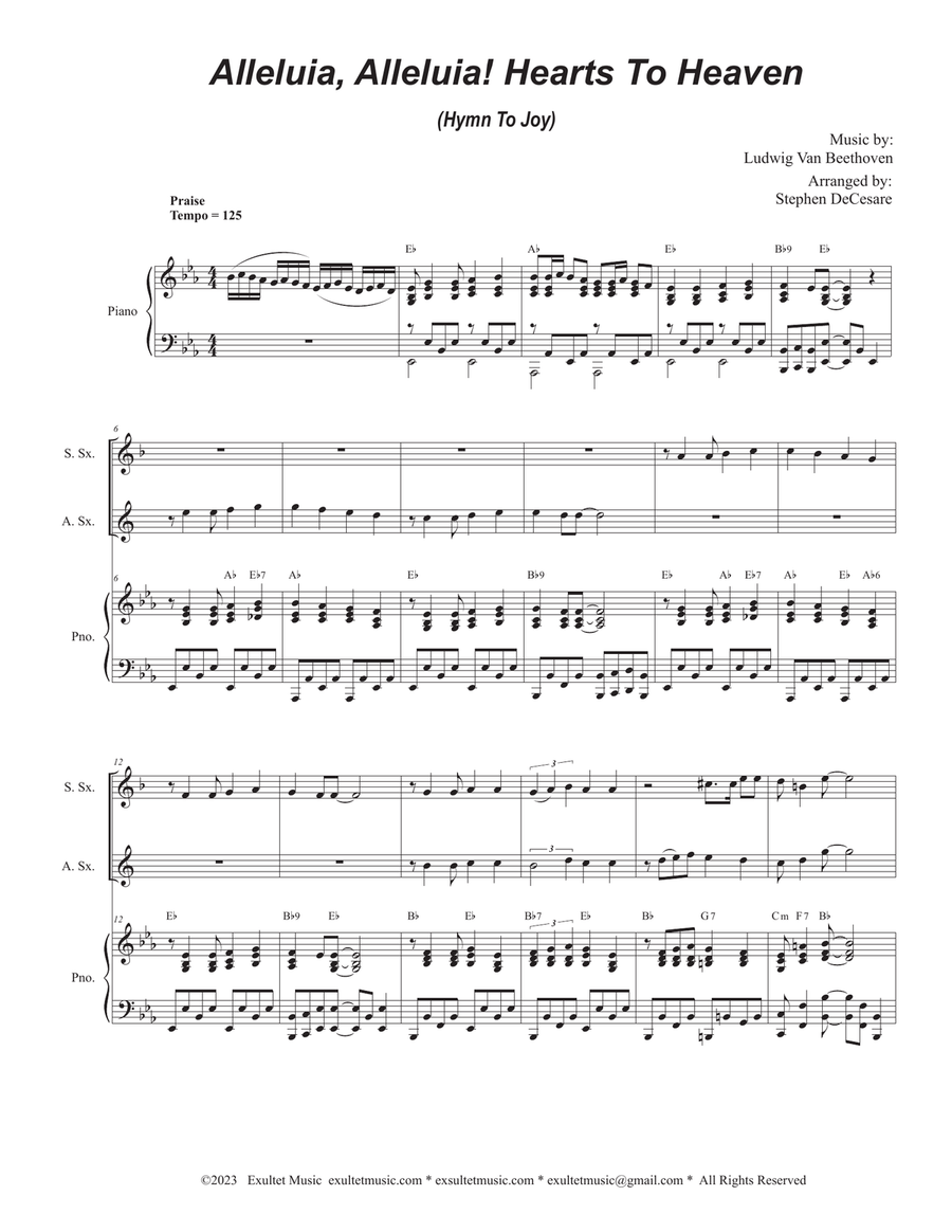 Alleluia, Alleluia! Hearts To Heaven (Duet for Soprano and Alto Saxophone)