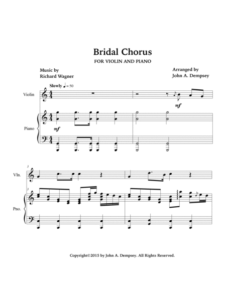 Bridal Chorus (Wedding March): Violin and Piano image number null