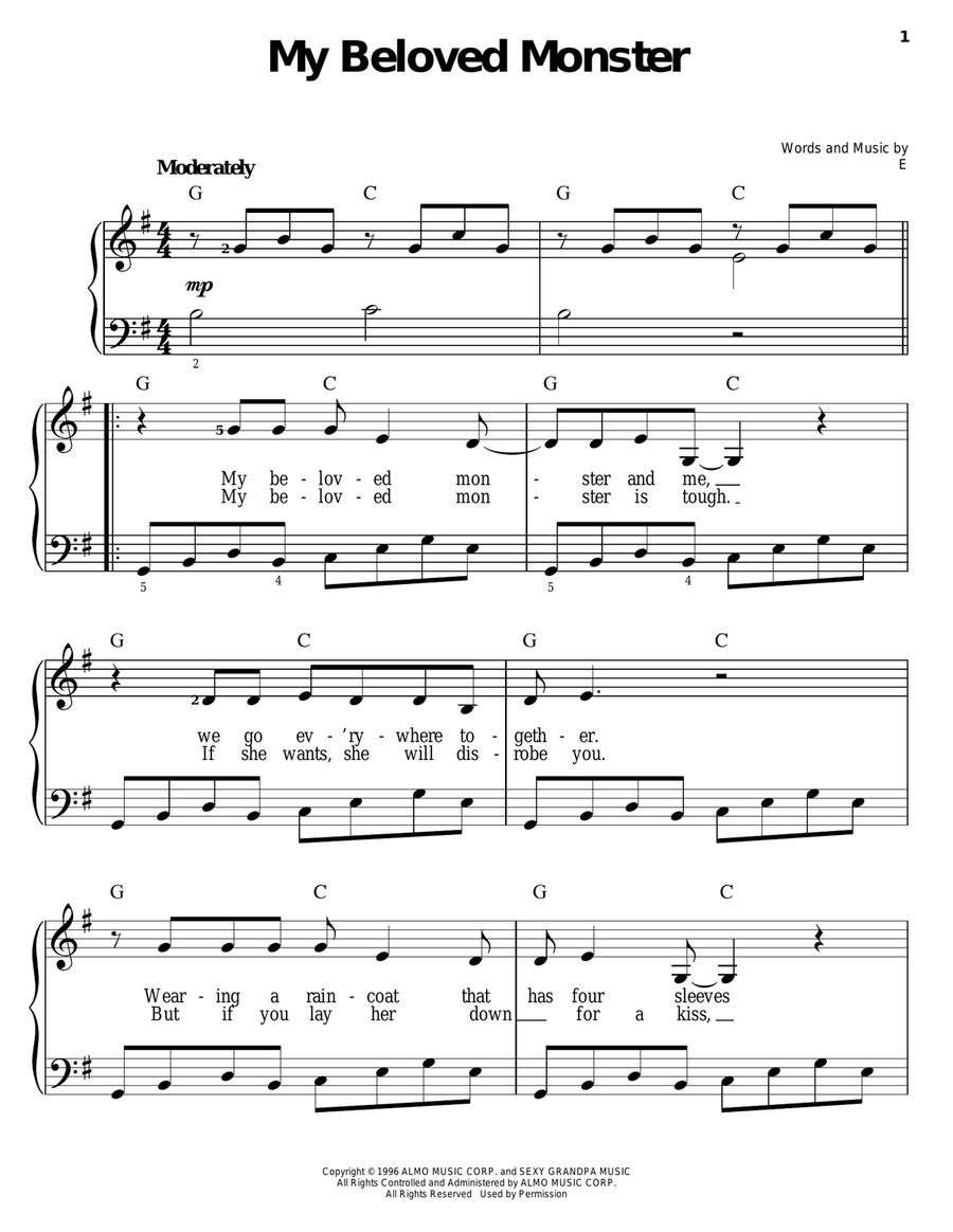 My Beloved Monster My Beloved Monster Easy Piano scores gallery preview page 1