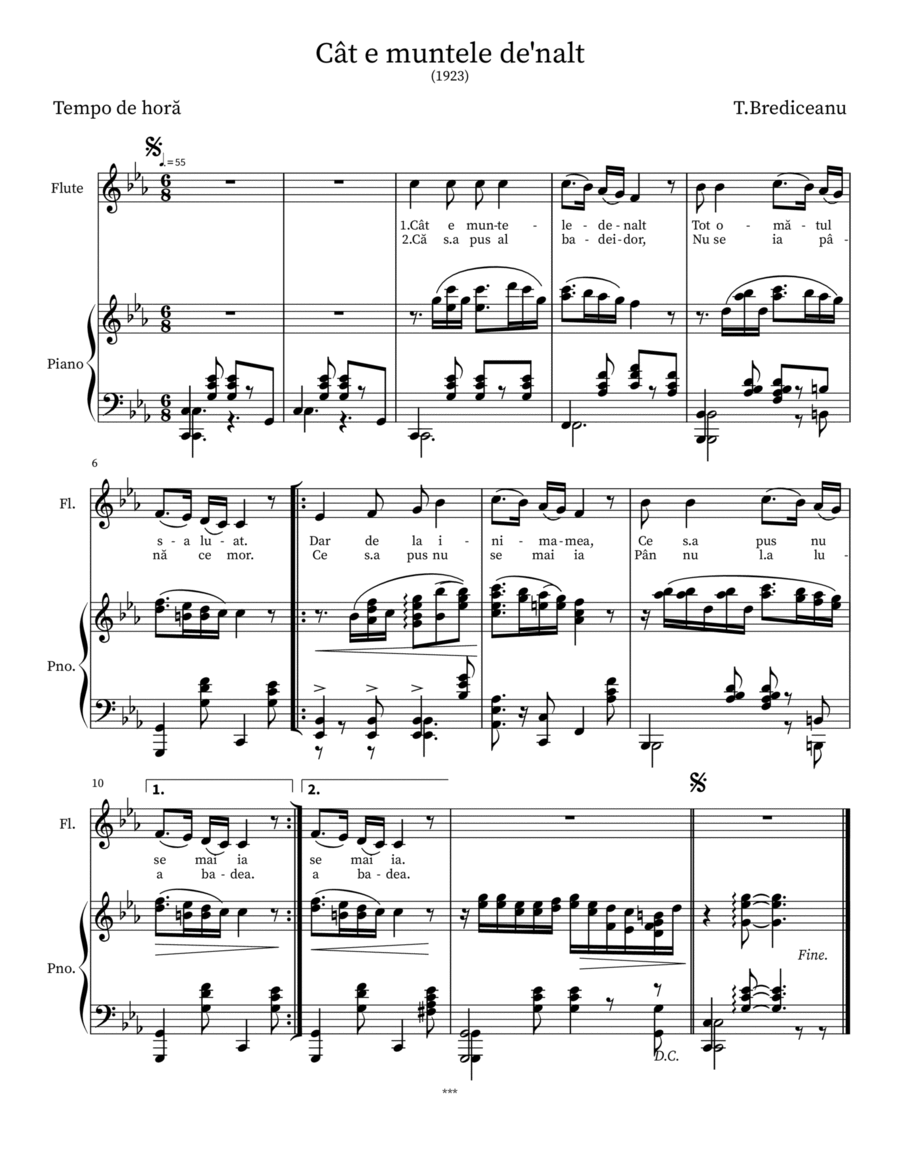 Cât e muntele de'nalt Chamber Music scores gallery preview page 1