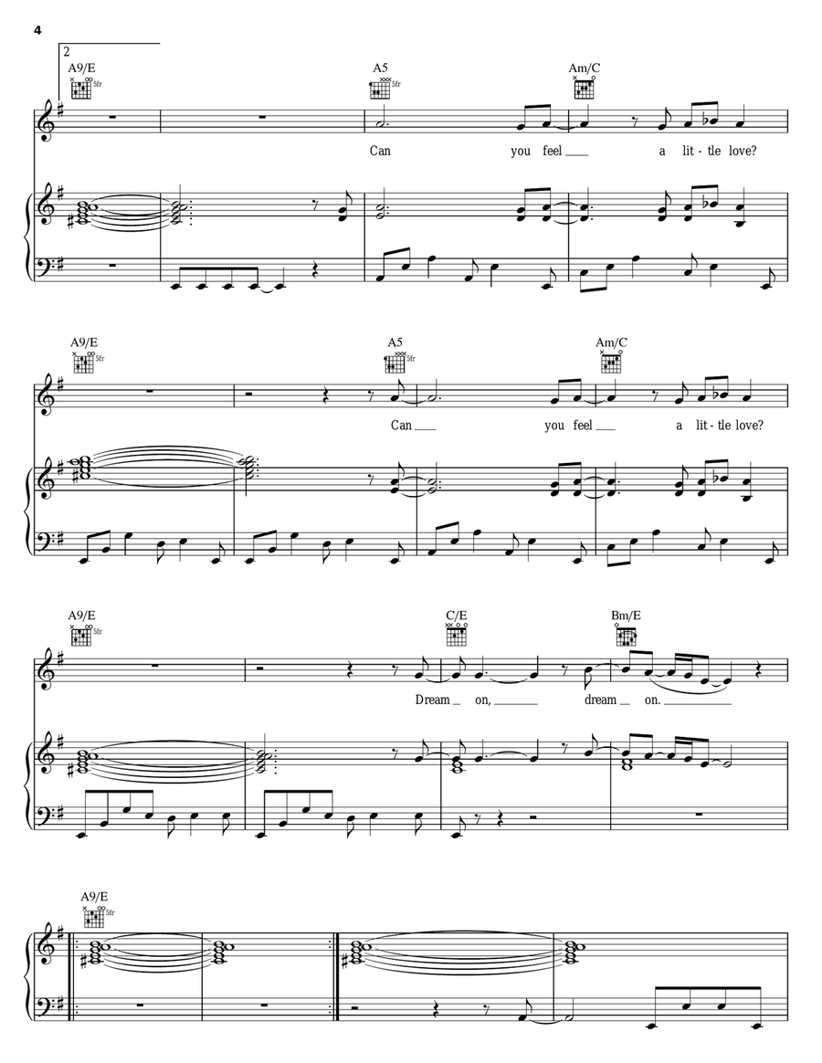 Dream On Piano, Vocal, Guitar scores gallery preview page 4