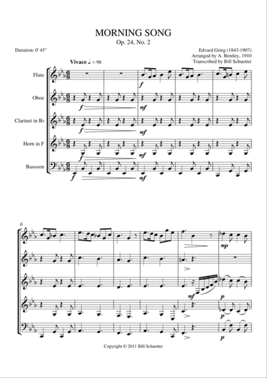 Morning Song Woodwind Quintet scores gallery preview page 1