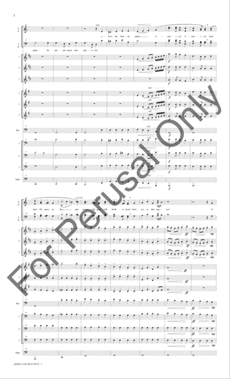 America The Beautiful (Small Brass Ensemble Score/Parts) Choir scores gallery preview page 3
