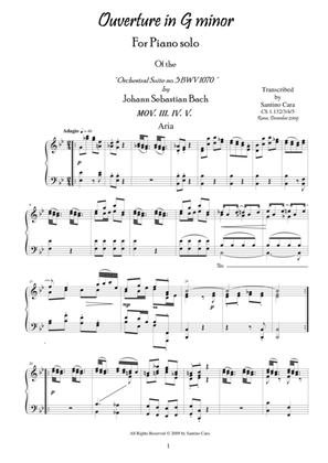Book cover for Suite (Ouverture) no.5 BWV 1070 for piano(3,4,5) - Aria,menuetto,trio