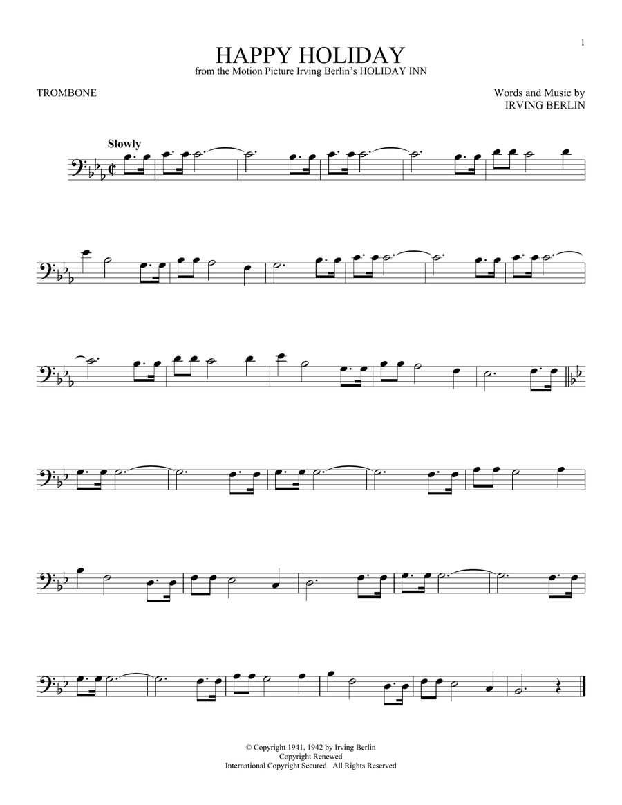 Happy Holiday Trombone Solo scores gallery preview page 1