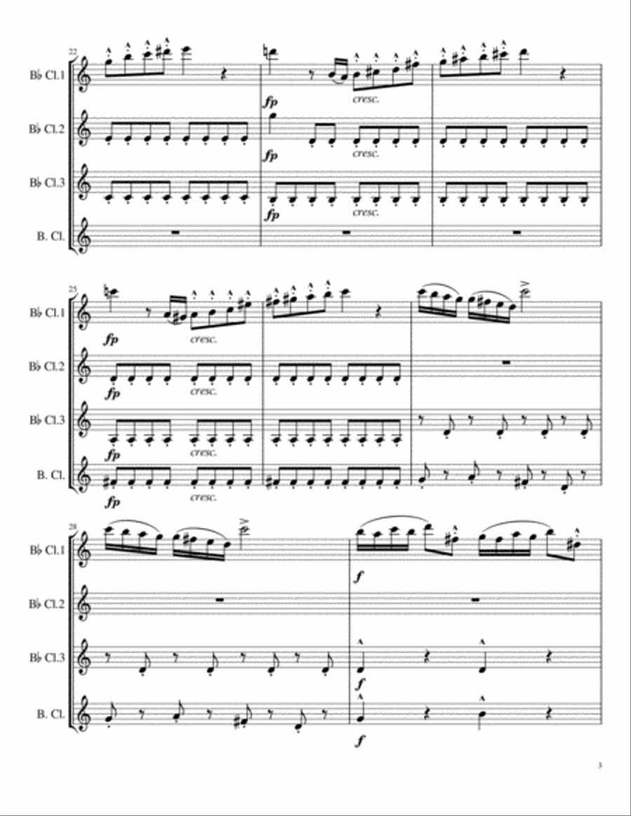 Mozart's Piano Sonata in C Major, K 309 for Clarinet Quartet Woodwind Quartet scores gallery preview page 3