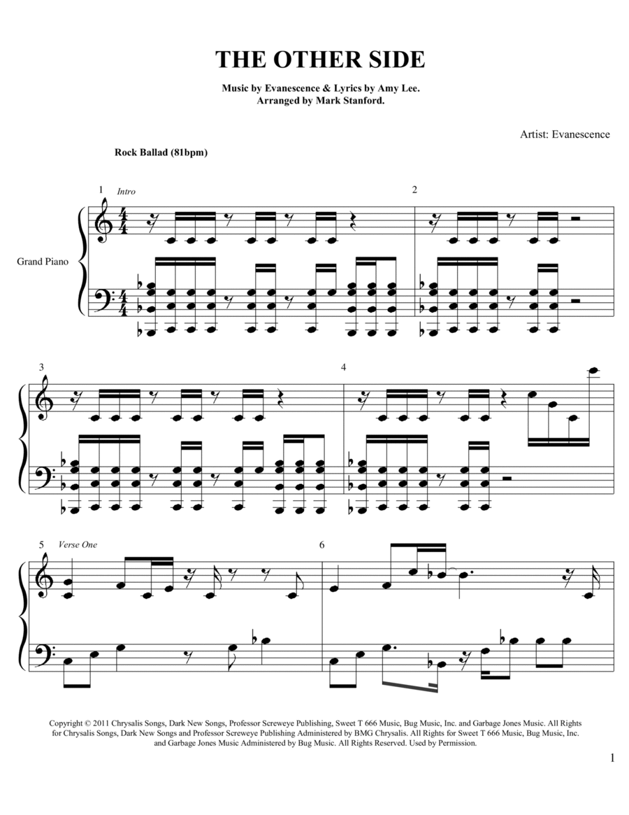The Other Side Piano Solo scores gallery preview page 1