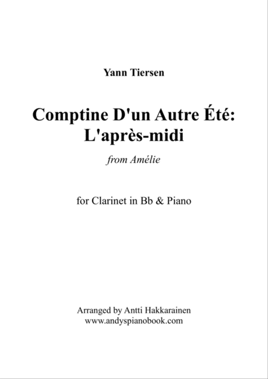 Comptine D'un Autre Été: L'après-midi Clarinet Solo scores gallery preview page 1
