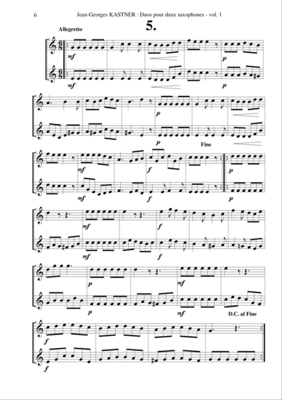 Jean-Georges Kastner: Duos vol 1 (duos no. 1-39) for two saxophones Woodwind Duet scores gallery preview page 6