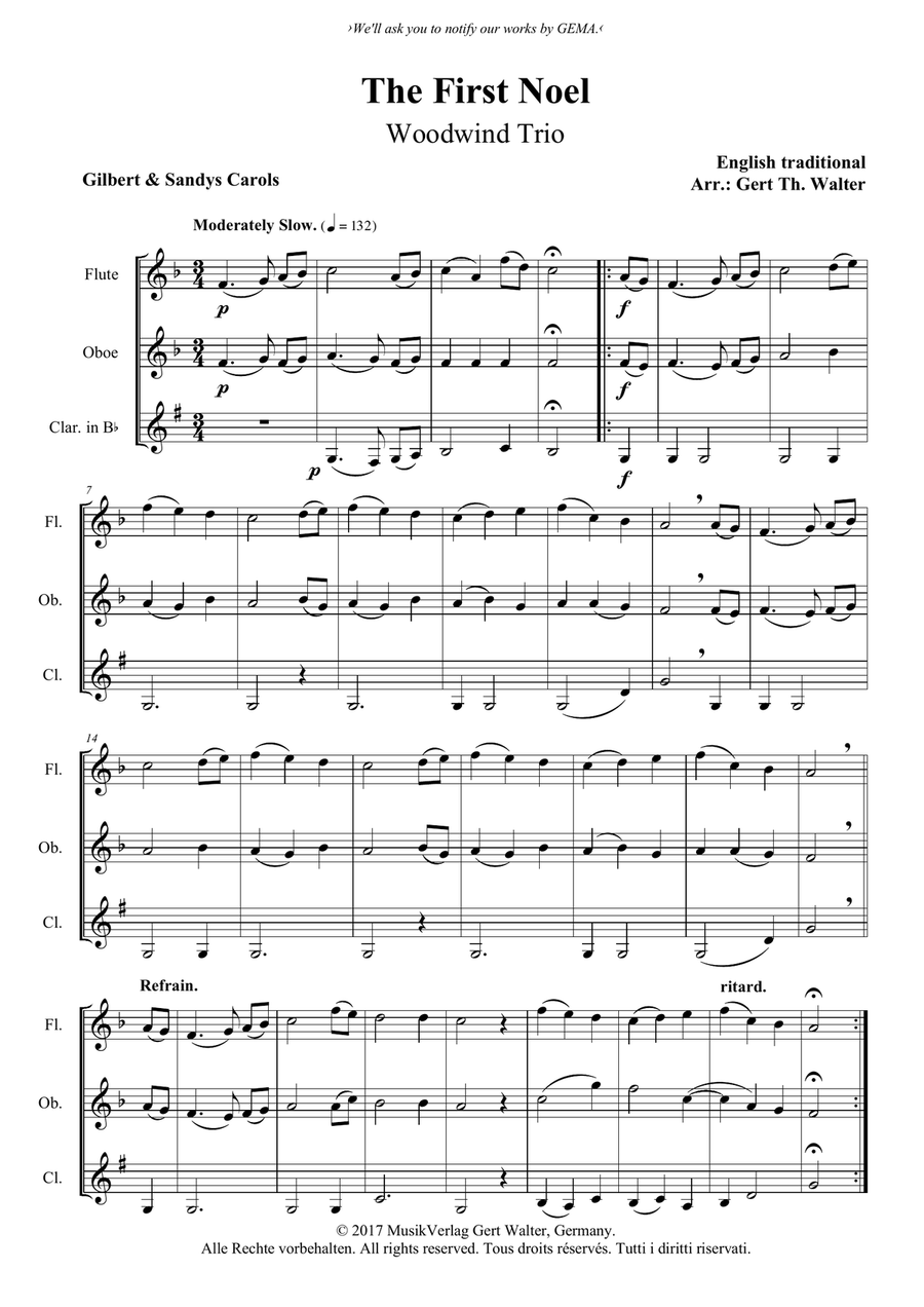 The First Noel Woodwind Trio scores gallery preview page 1