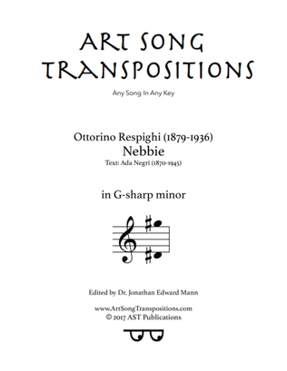 Book cover for RESPIGHI: Nebbie (transposed to G-sharp minor)