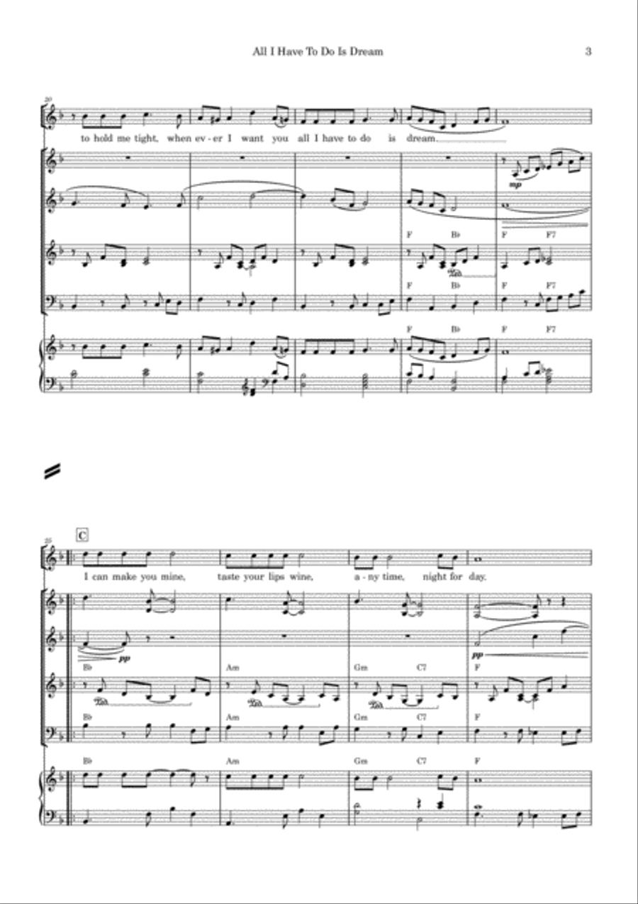 All I Have To Do Is Dream Small Ensemble scores gallery preview page 3