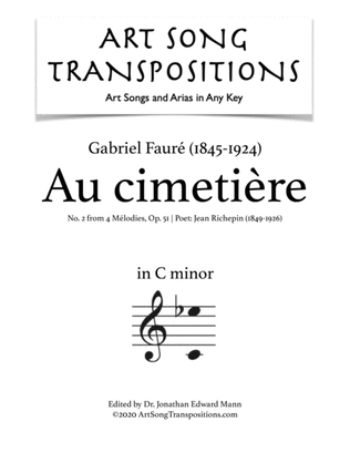 Book cover for FAURÉ: Au cimetière, Op. 51 no. 2 (transposed to C minor)
