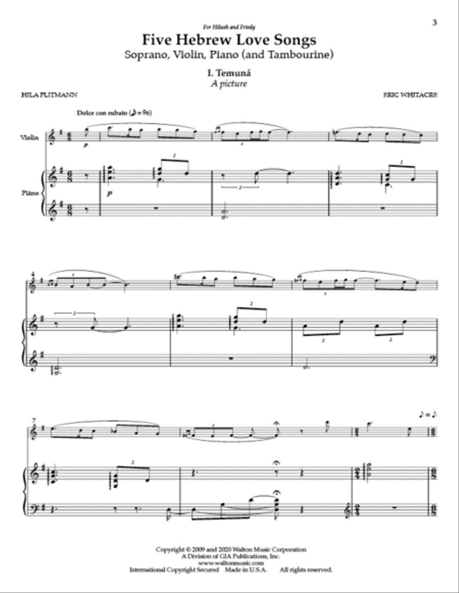 Five Hebrew Love Songs - Solo Soprano Version Choir scores gallery preview page 2