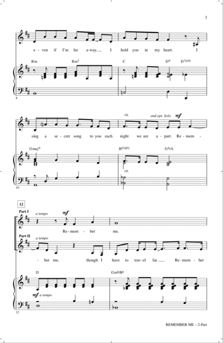 Remember Me (Ernesto de la Cruz) (from Coco) (arr. Roger Emerson) 2-Part scores gallery preview page 2