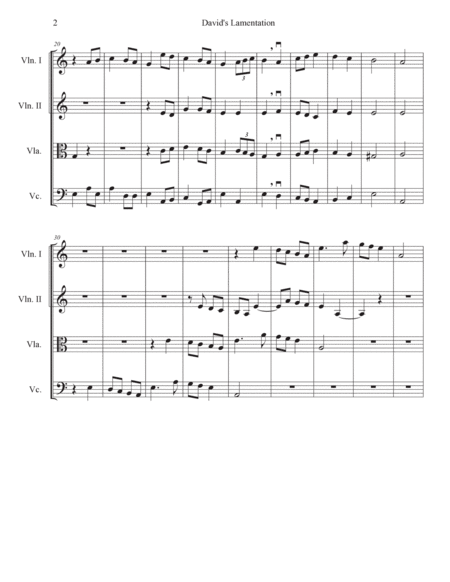 David's Lamentation (William Billings) for String Quartet image number null