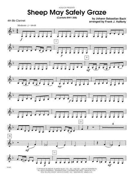 Sheep May Safely Graze (Cantata BWV 208) - 4th Bb Clarinet
