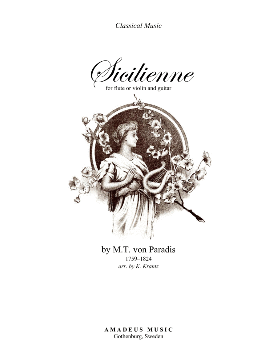 Sicilienne (G major) for violin or flute and guitar Small Ensemble scores gallery preview page 1