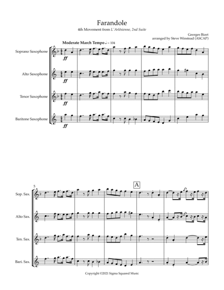 Farandole from L'Arlesienne for Saxophone Quartet image number null