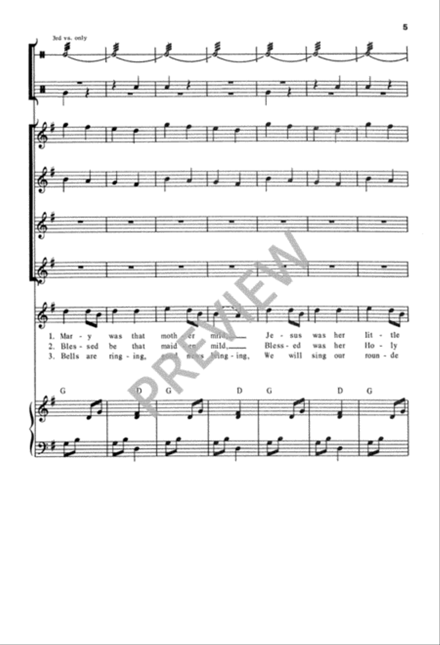Once in Royal David's City Unison Choir scores gallery preview page 6