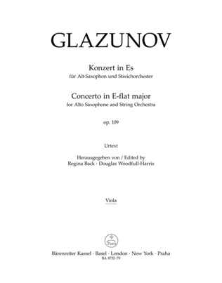 Book cover for Concerto for Alto-Saxophone and String Orchestra E flat major op. 109