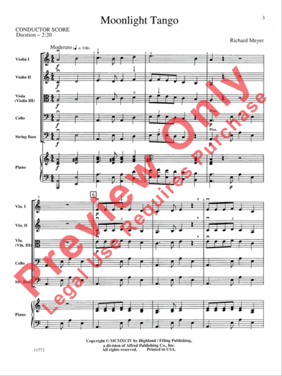 Moonlight Tango String Orchestra scores gallery preview page 4