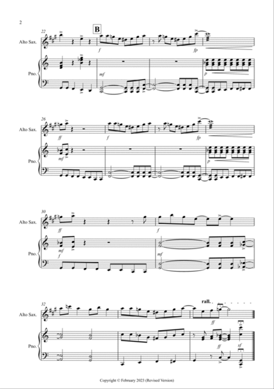 Summer Blues for Alto Saxophone and Piano Soprano Saxophone scores gallery preview page 2